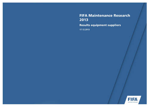 FIFA Maintenance Research - Results equipment suppliers